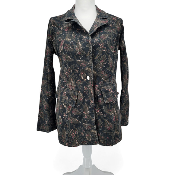 Sam Edelman‎ Margot Printed Blazer Jacket Size M Floral Button - Picture 2 of 8